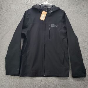 Eddie Bauer Cloud Cap Stretch Rain Jacket Mens Medium Black Hooded NWT